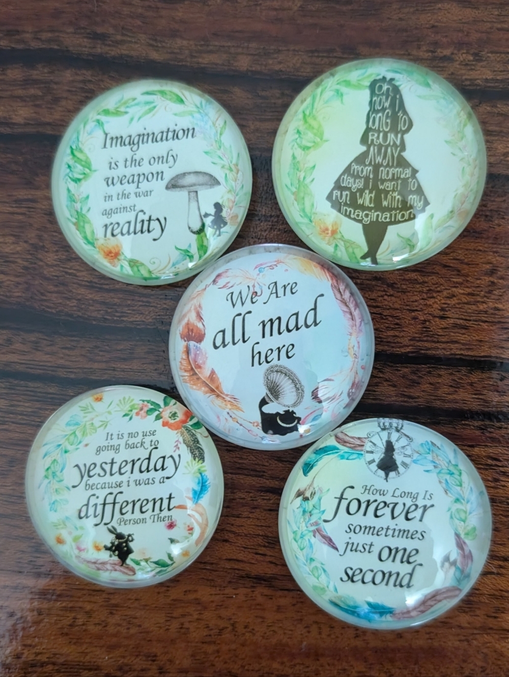 Alice In Wonderland Set Of Five Magnets